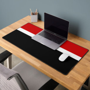 Red White Black Colour Block Style Design Desk Mat