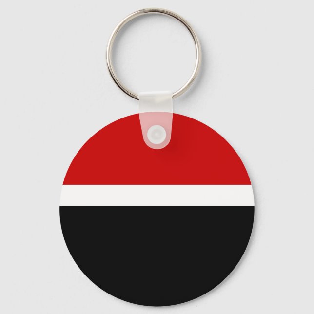 Red White Black Colour Block Style Design  Keychain (Front)