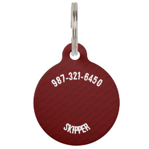  RED WHITE BLACK CUTE MODERN PET NAME  PET ID TAG