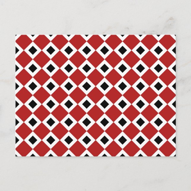 Red, White, Black Diamond Pattern Postcard (Front)