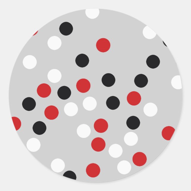 red white black dots pattern classic round sticker (Front)