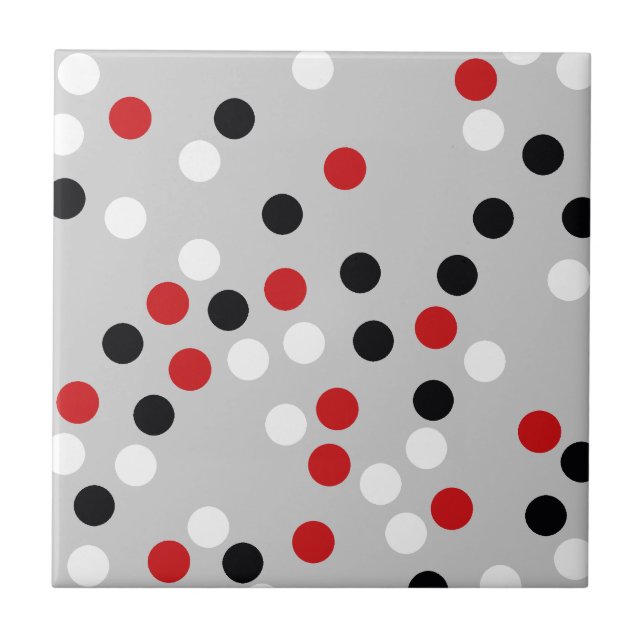 red white black dots pattern tile (Front)