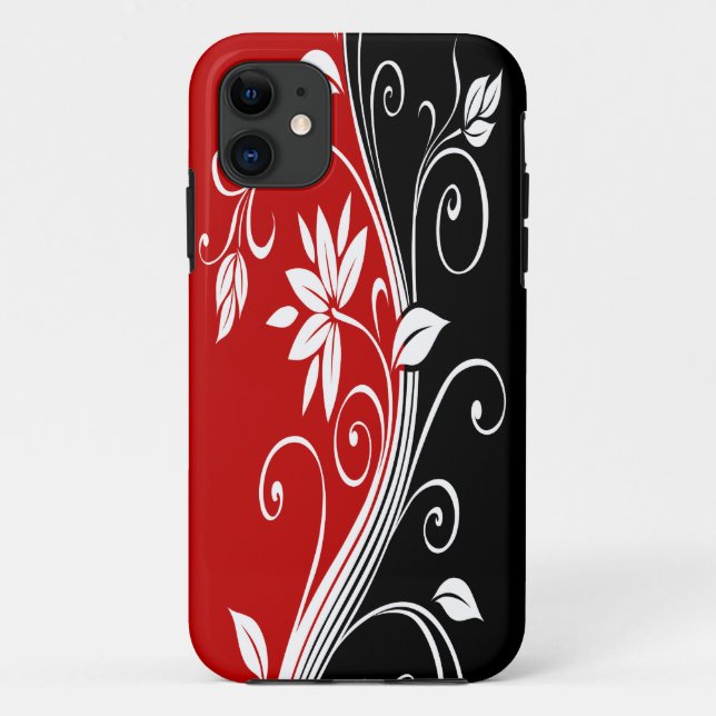 Red  White & Black Floral Case-Mate iPhone Case (Back)