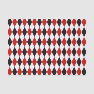 Red White Black Harlequin Diamond Pattern Tissue Paper