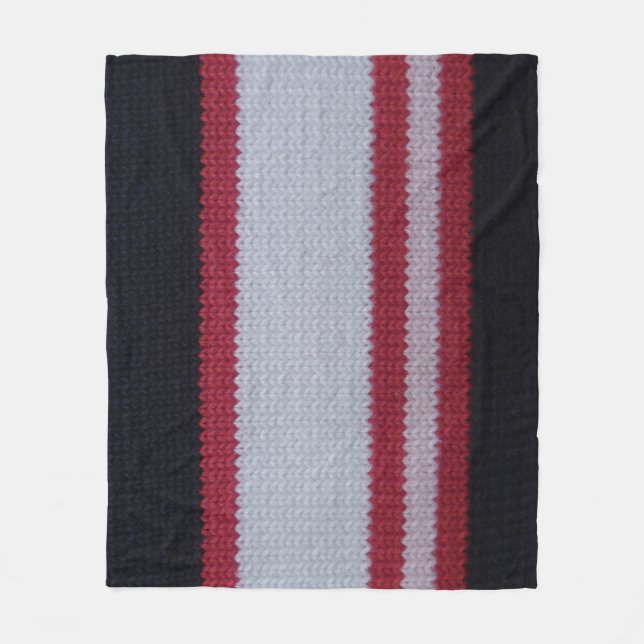 Red White Black: Knitted Woollen Fabric Pattern Fleece Blanket (Front)