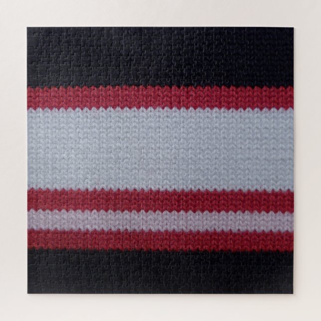 Red White Black: Knitted Woollen Fabric Pattern Jigsaw Puzzle (Vertical)