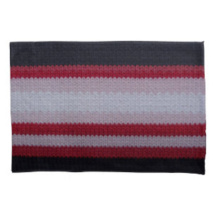 Red White Black: Knitted Woollen Fabric Pattern Pillowcase