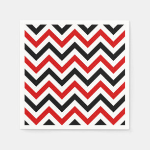 Red, White, Black Large Chevron ZigZag Pattern Napkin
