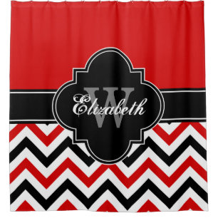 Red White Black LG Chevron 1ICBR Name Monogram