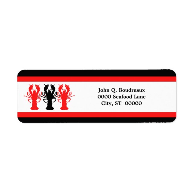 Red White Black Lobster Crawfish Return Address (Front)