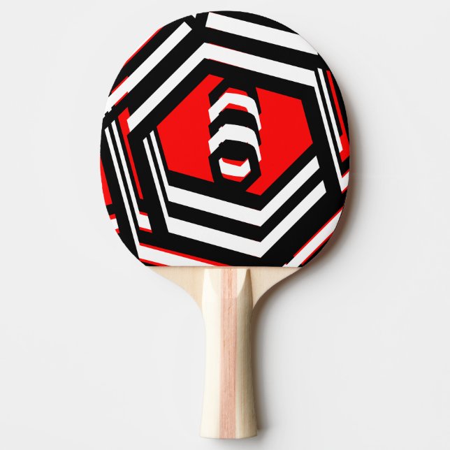 Red White Black Modern 4Robin Ping Pong Paddle (Front)
