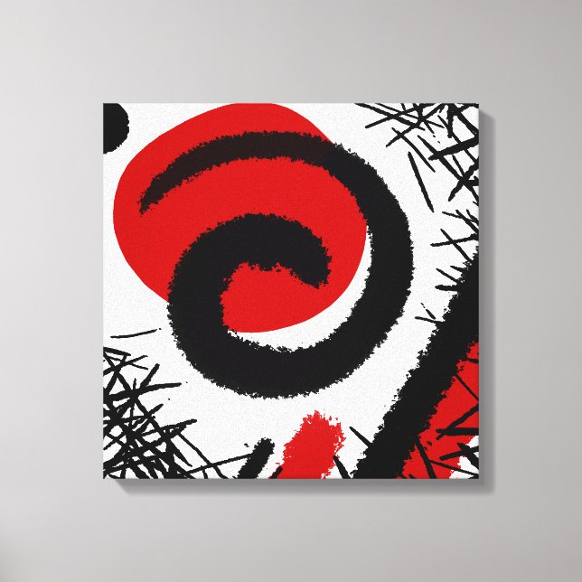 Red, White & Black Modern Abstract Canvas Print (Front)