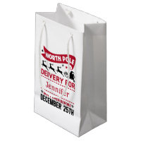 Red & White Black North Pole SANTA Delivery Name 