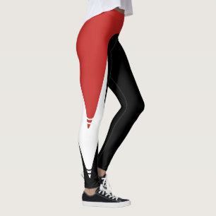 Red/White/Black Pattern Leggings 3