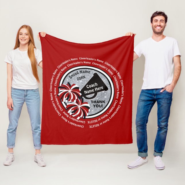 Red, White, Black Personalized Cheer Coach Gifts Fleece Blanket (In Situ)