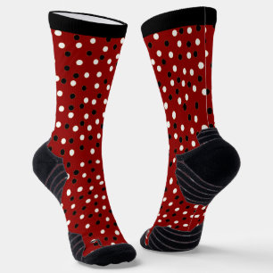 Red, White & Black Poke a Dot Design Socks