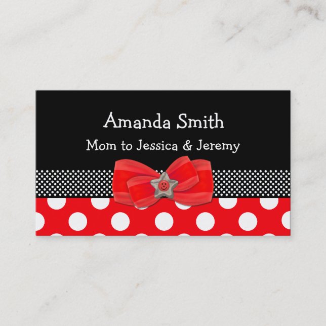 Red, White, & Black Polka Dot Mommy Card (Front)