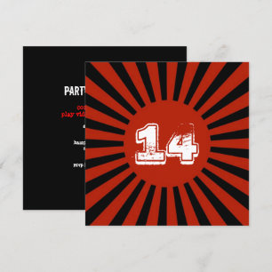 Red, White Black Teen Boy's Birthday Party Invite