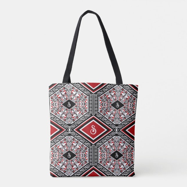 Red, White & Black Tribal Tapestry Tote (Back)