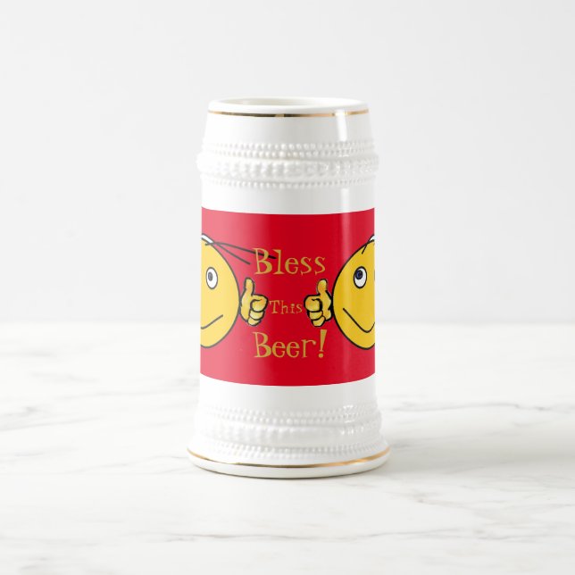 Red White Bless this beer - Beer-Buddy Gift Stein (Center)