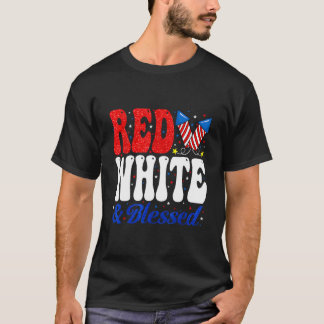 Red White Blessed 4Th Of July Patriotic T-Shirt