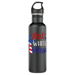 Red White Blessed American Jesus Cross Christian 4 710 Ml Water Bottle