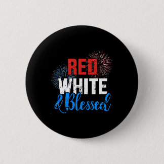 Red White Blessed For Independence Day On 4th Of J 2 Inch Round Button
