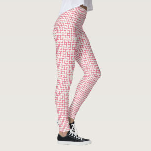 Red White Block Pattern Leggings
