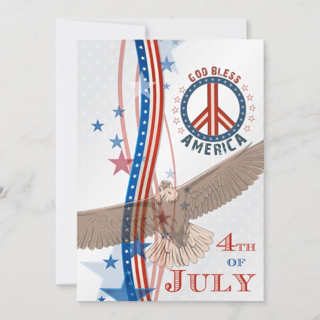 Red White & Blue 4 juillet Party Invitation (Devant)