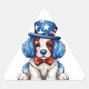Red, White, Blue, 4th July Dog Triangle Sticker