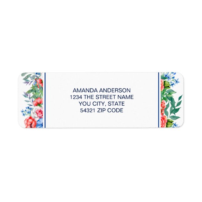 Red White Blue 4th Of July Party Return Address (Front)
