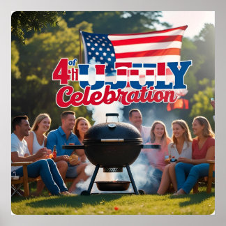 Red, White & Blue 4th of July Scene Poster