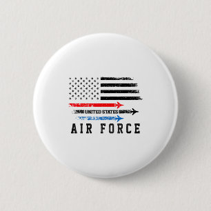 Red White Blue Air Force Flyover Proud American In 2 Inch Round Button