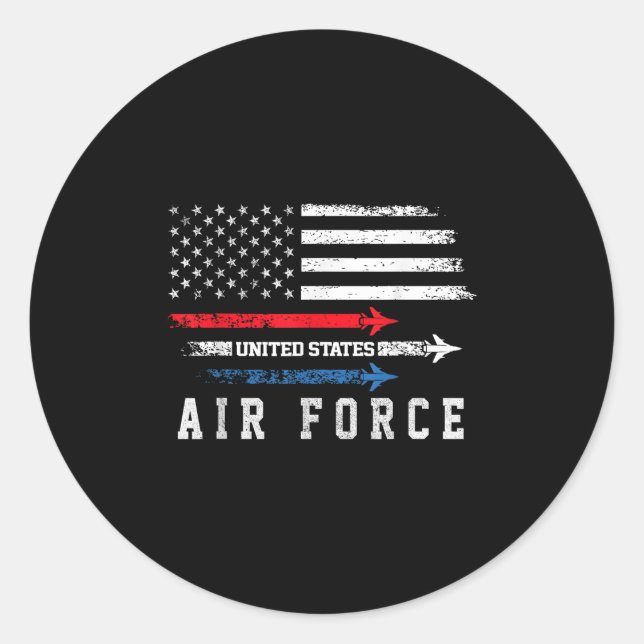 Red White Blue Air Force Flyover Proud American In Classic Round Sticker (Front)