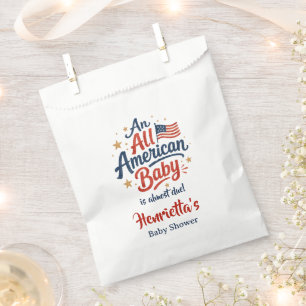 Red White Blue American Baby Shower Text Design Favour Bag