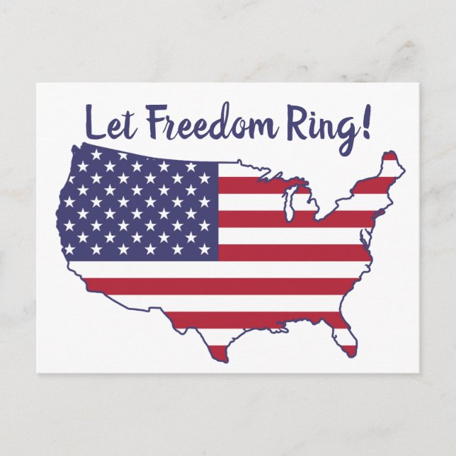 Red White Blue American Flag Let Freedom Ring Postcard (Front)