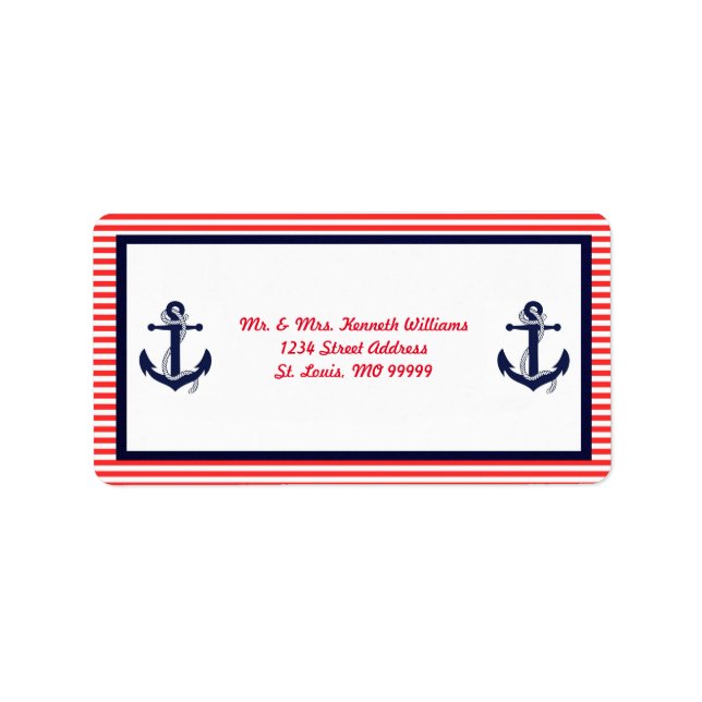 Red White & Blue Anchor - Address Labels (Front)