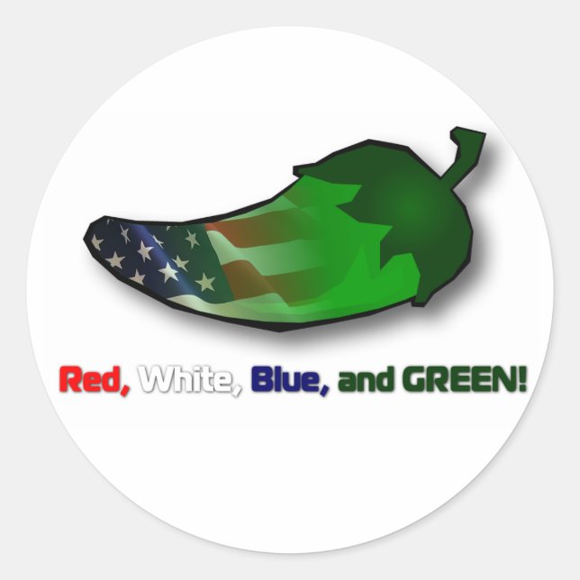 Red, White, Blue and Green Classic Round Sticker (Front)