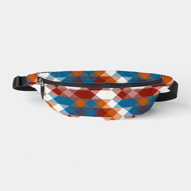 red white blue and orange geometric fanny pack (Front)