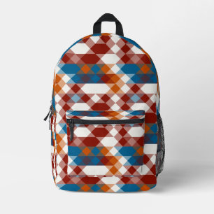 red white blue and orange geometric printed backpack