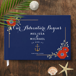 Red White & Blue Anemones ⚓️ Nautical Wedding Guest Book