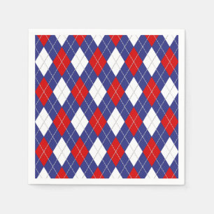 Red,White,Blue Argyle 2-PAPER NAPKINS