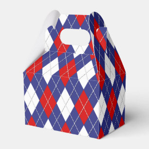 Red,White,Blue Argyle 2-PARTY FAVOR BOX, gable Box