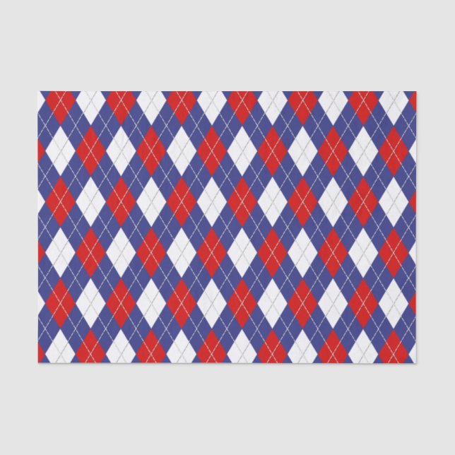 Red White Blue Argyle 2-TISSUE WRAPPING PAPER (Front)