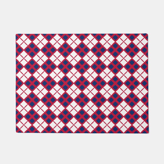 Red, White & Blue Argyle Doormat (Front)