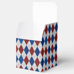 Red, White, Blue Argyle July 4 Glitter Favor Box