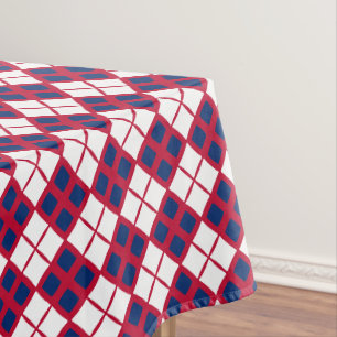 Red, White & Blue Argyle Tablecloth