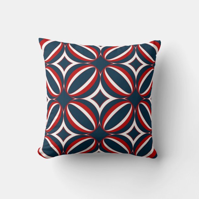 Red, White & Blue Art Deco Pillow (Front)