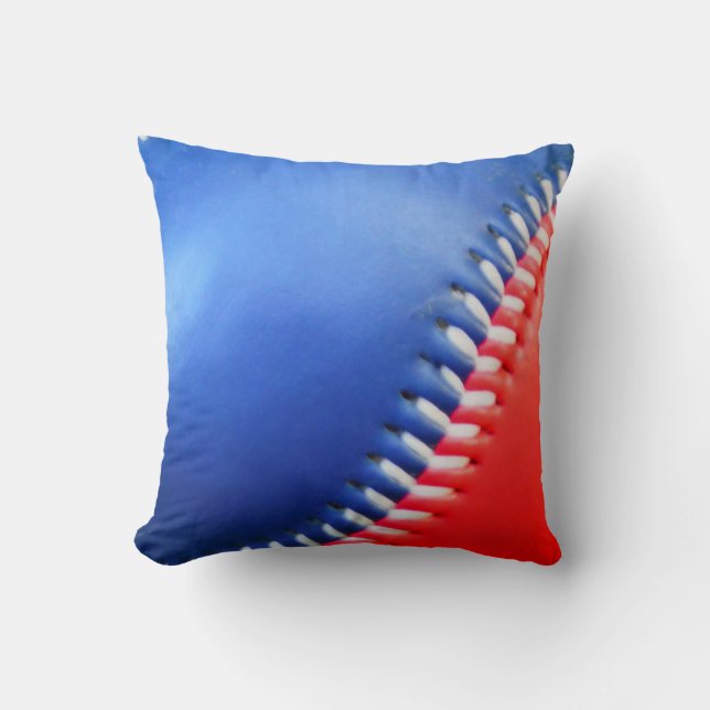 Red white & blue Baseball Throw Pillow (Front)