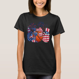 Red White Blue Basketball Ball American 4th Of Jul T-Shirt